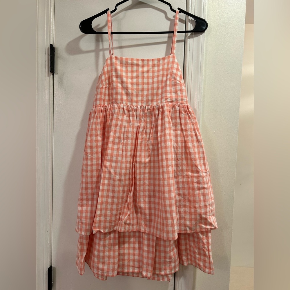 In Bloom Coral Gingham Dress